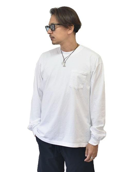LOS ANGELES APPAREL 6.5oz ヘビーウエイト ロングスリーブ ポケットTシャツ White