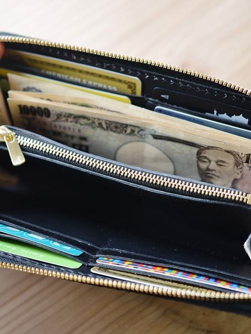 CROSSED ARROWS Studded　LONG WALLET　BLACK TYPE 2 ターコイズ