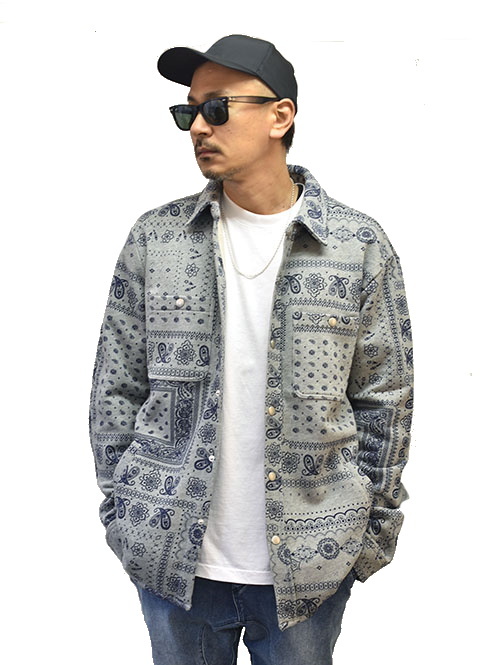 BACK HEAD ペイズリー スエットシャツジャケット Grey