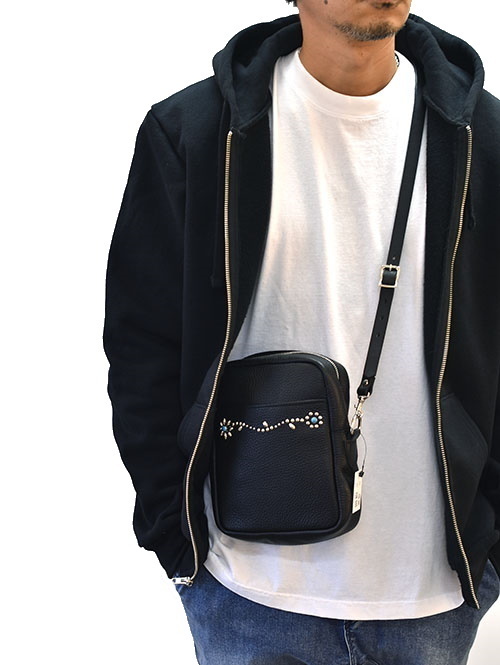 CROSSED ARROWS レザーショルダー スタッズバッグ A TYPE ターコイズ