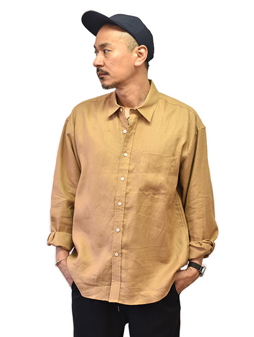 SERGEANT フレンチリネン(麻) ボックスシルエット シャツ Light Brown