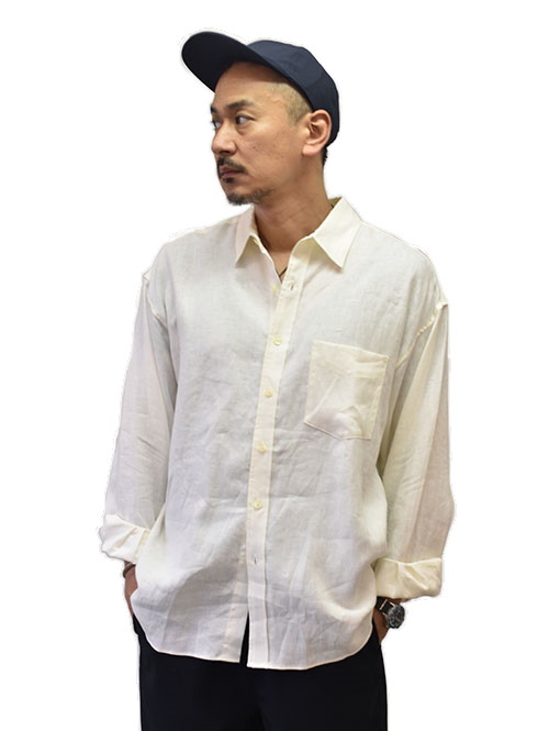 SERGEANT フレンチリネン(麻) ボックスシルエット シャツ Off White