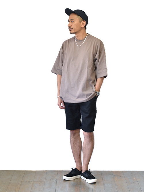 SSEINSE LINEN RELAX SHORTS BLACK