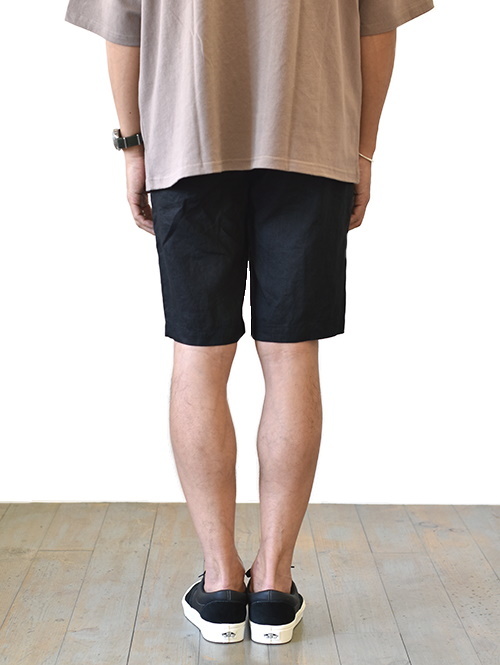 SSEINSE LINEN RELAX SHORTS BLACK
