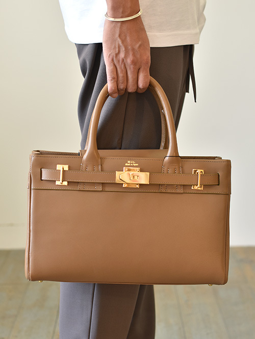 M.U.L Leather Black Tote Beige (S) Smooth Leather