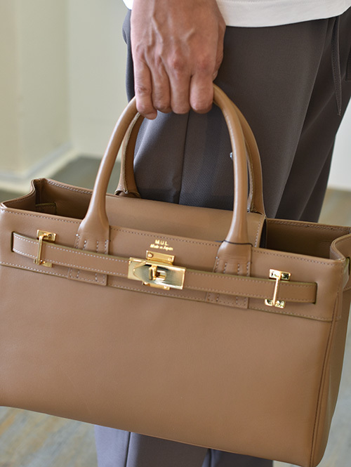 M.U.L Leather Black Tote Beige (S) Smooth Leather