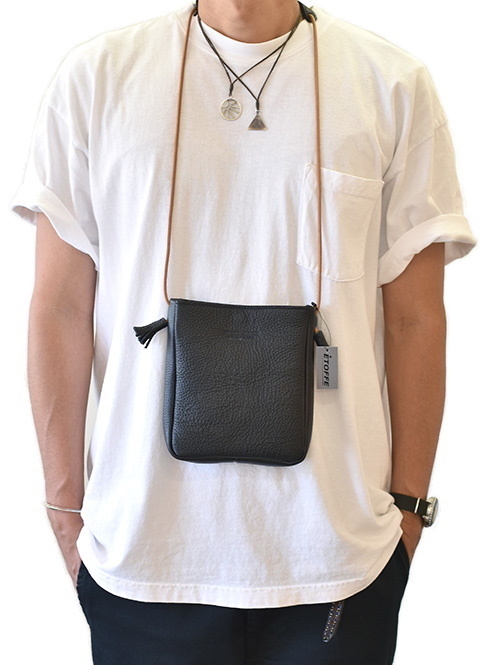 CROSSED ARROWS Leather Neck Bag BLACK 再入荷