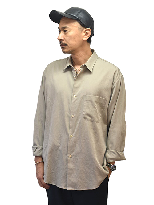 LA MOND Supima Cotton Bold Shirt Jacket - Gray Beige