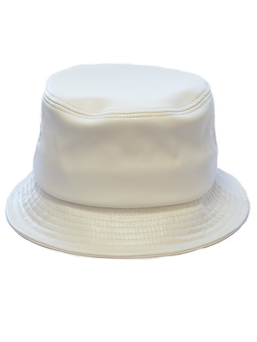 Faux Leather Bucket Hat - Ivory