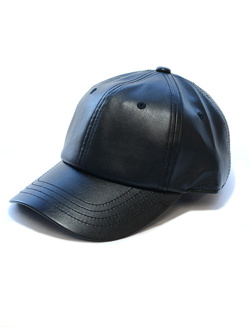 Faux Leather Cap - Black 再入荷