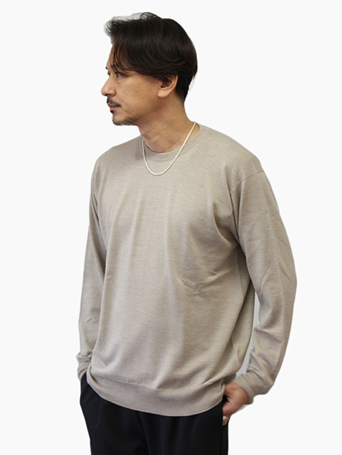 John Smedley 日本限定企画 24G CREW SWEATER Soft Fawn