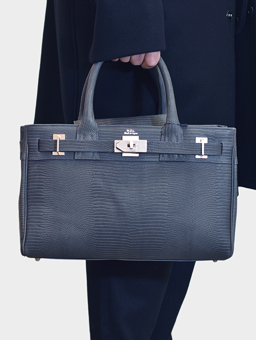 M.U.L Leather Grey Tote (S) リザード型押しレザー を通販 | ETOFFE