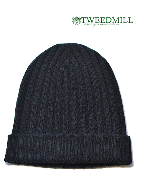 TWEED MILL 2×2 RIB BEANIE - Black
