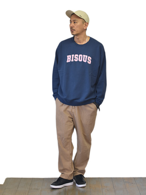 BISOUS Skateboards Logo Crew Navy