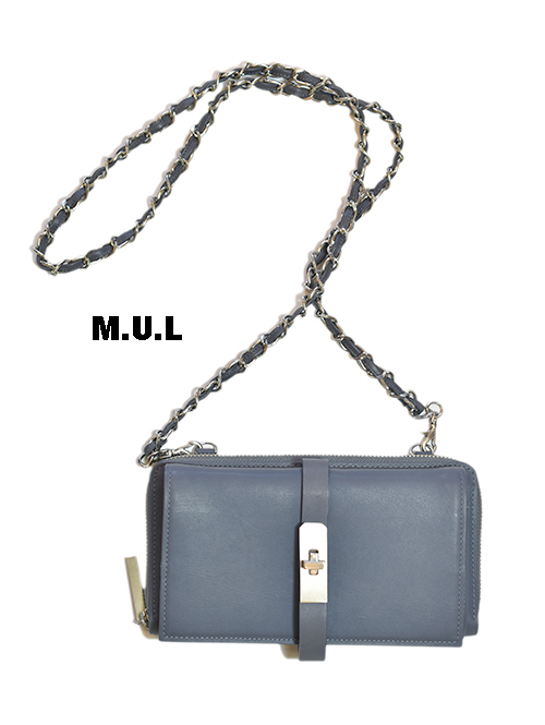 M.U.L Leather チェーン ストラップ ウォレット ショルダーバッグ