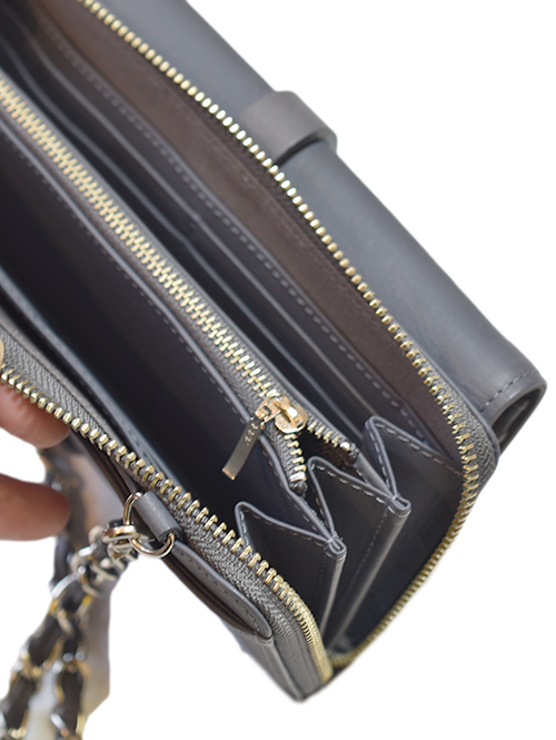 M.U.L Leather チェーン ストラップ ウォレット ショルダーバッグ