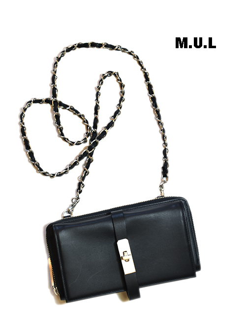 M.U.L Leather チェーン ストラップ ウォレット ショルダーバッグ