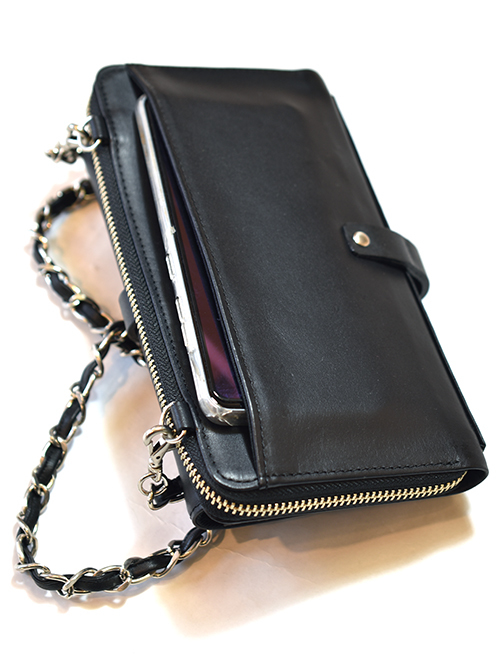 M.U.L Leather チェーン ストラップ ウォレット ショルダーバッグ