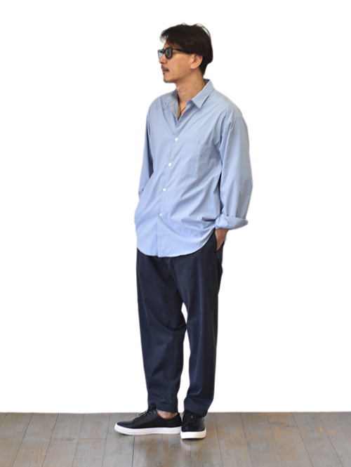 LA MOND MIDDLE WIDE PANT - Navy 高級スーピマコットン