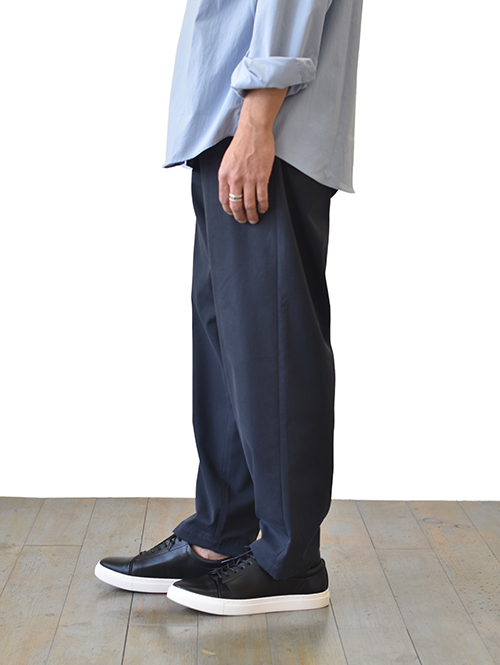 LA MOND MIDDLE WIDE PANT - Navy 高級スーピマコットン