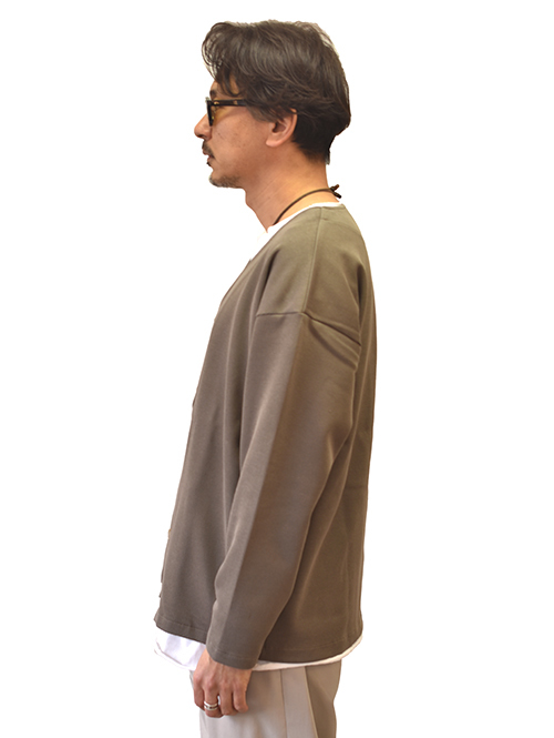 SERGEANT シルエットハーフデザイン カーディガン カーキ