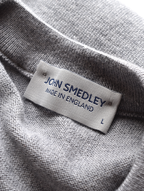 最高級ニットTシャツ JOHN SMEDLEY(ジョンスメドレー) TINDALL メンズ 24G 半袖 クルーネックニット Silver