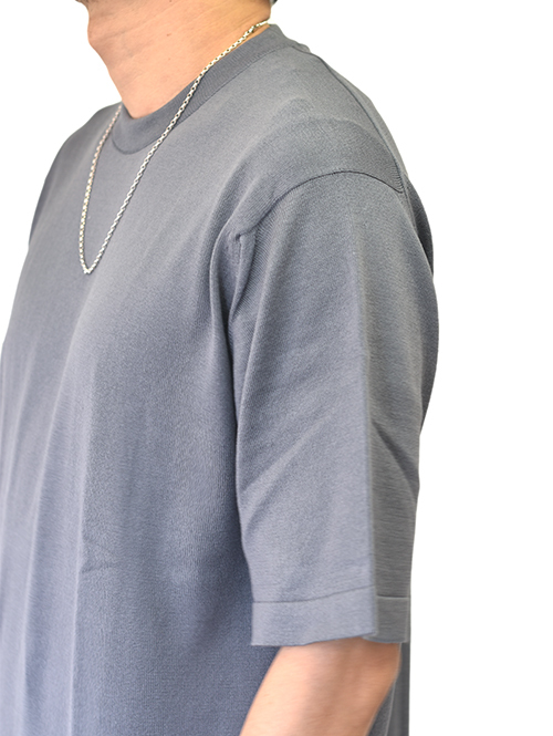 最高級ニットTシャツ JOHN SMEDLEY（ジョンスメドレー） TINDALL  メンズ 24G 半袖 クルーネックニット COBBLE GREY