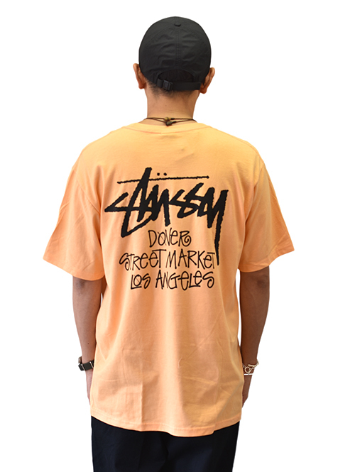 STUSSY ステューシー コラボ　STOCK DSM L.A  Tシャツ  Peach　アメリカ輸入品