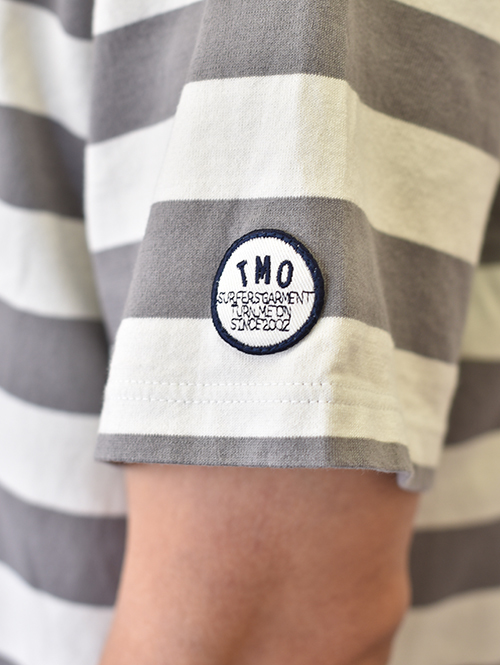TURN ME ON マハバーラ天竺ボーダー PKT TEE Grey