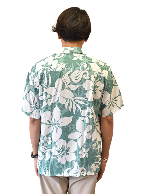 Robert J Clancey Rayon Aloha Shirt  Green