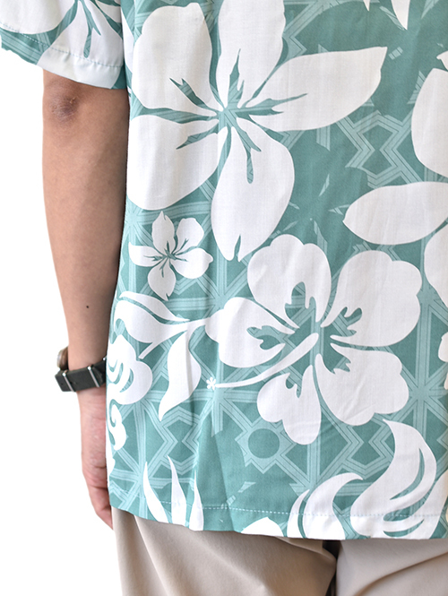 Robert J Clancey Rayon Aloha Shirt Green