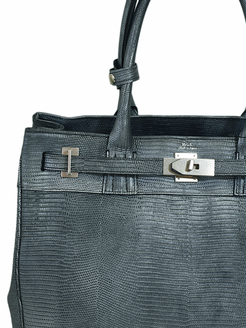 M.U.L Leather Grey/Silver Tote (M) リザード型押しレザー を通販 ...
