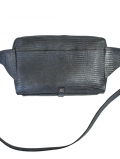 M.U.L Leather ショルダーバッグ リザード型押しレザー GREY/SILVER