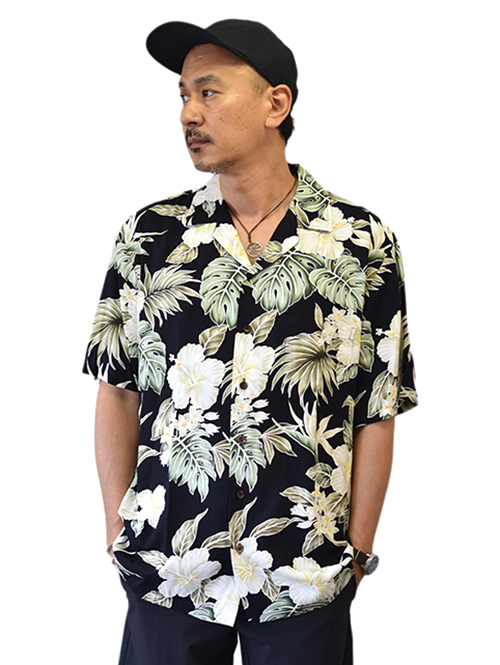 Robert J Clancey Rayon Aloha Shirt Black