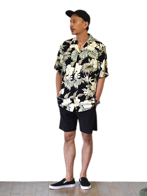 Robert J Clancey Rayon Aloha Shirt Black