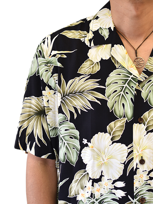 Robert J Clancey Rayon Aloha Shirt Black