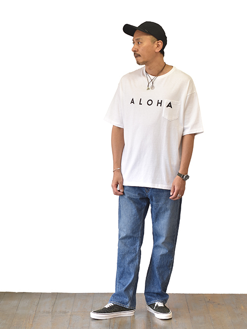 James After Beach Club ALOHA -Pocket Big T White 再入荷
