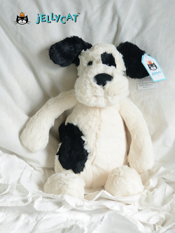 Jellycat Bashful Black&Cream Puppy M　黒白　犬の縫いぐるみ　