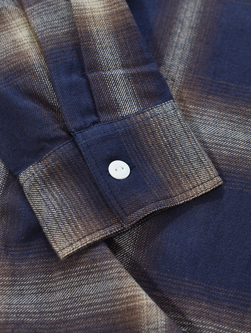 FIVE BROTHERS オンブレチェックシャツ - Navy