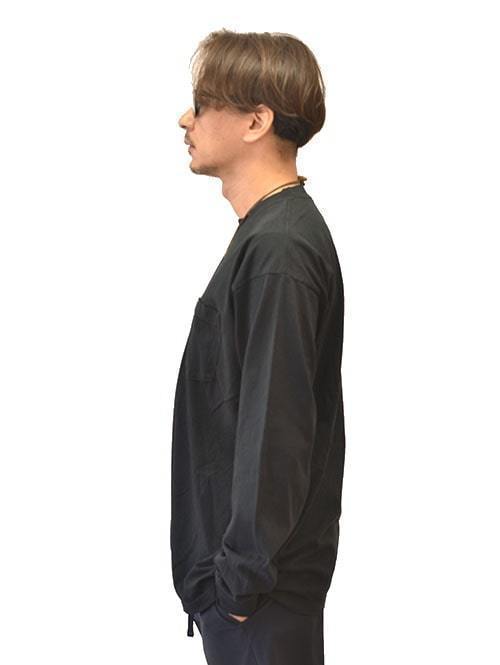 LOS ANGELES APPAREL 6.5oz ヘビーウエイト ロングスリーブ ポケットTシャツ Black 再入荷