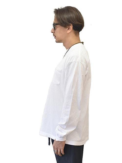 LOS ANGELES APPAREL 6.5oz ヘビーウエイト ロングスリーブ ポケットTシャツ White  再入荷