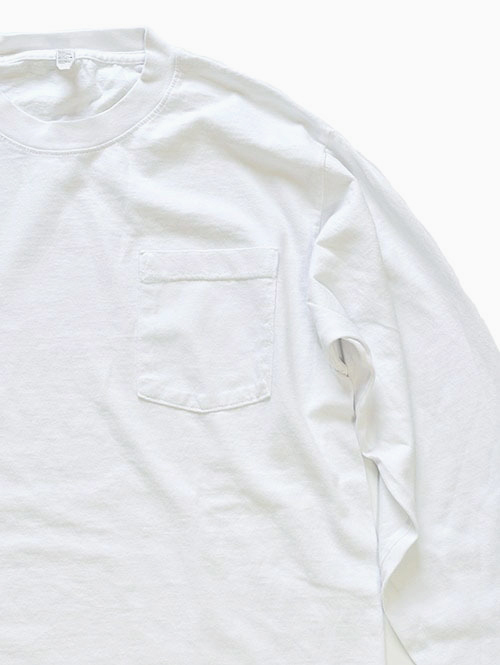 LOS ANGELES APPAREL 6.5oz ヘビーウエイト ロングスリーブ ポケットTシャツ White  再入荷