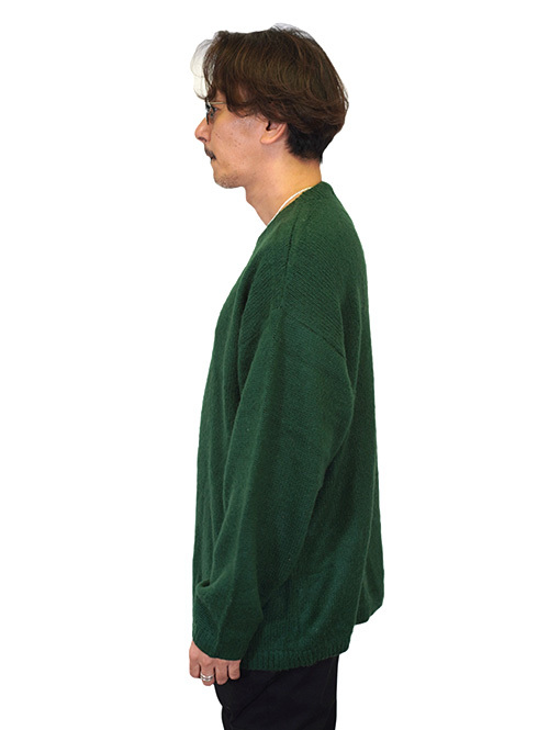 Allowed Mohair Shaggy Crew Neck Sweater D Green
