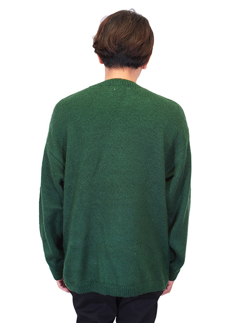 Allowed Mohair Shaggy Crew Neck Sweater D Green