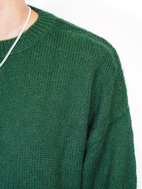 Allowed Mohair Shaggy Crew Neck Sweater D Green