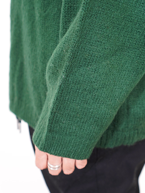 Allowed Mohair Shaggy Crew Neck Sweater D Green
