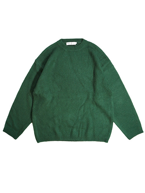 Allowed Mohair Shaggy Crew Neck Sweater D Green