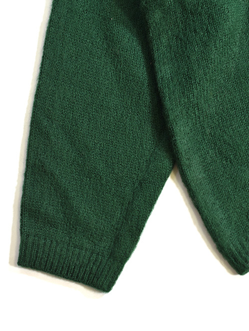 Allowed Mohair Shaggy Crew Neck Sweater D Green