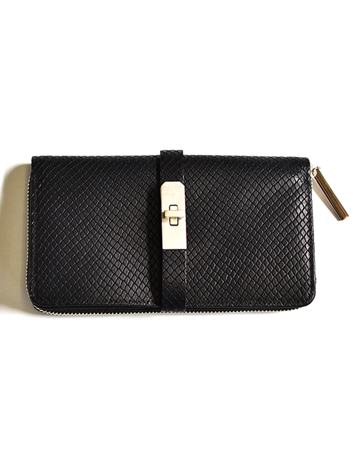 M.U.L Leather ウォレット ブラックパイソン型押しレザー