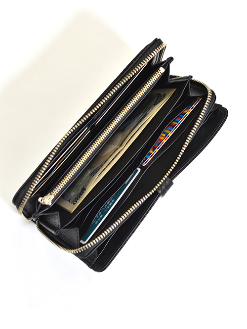M.U.L Leather ウォレット ブラックパイソン型押しレザー
